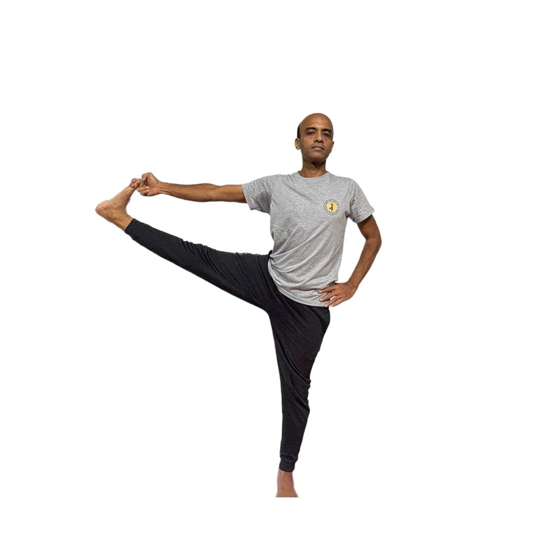 Utthita Hasta Padangusthasana B Utthita Hasta Padangusthasana B demonstrated by Bharat Yogavidya Kendra volunteer.